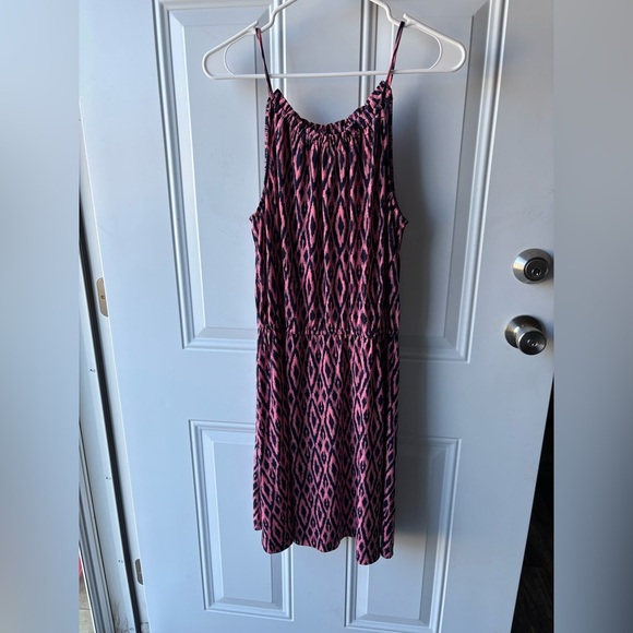 Banana Republic Flirty Summer Dress Pink, Blue Geo Sleeveless Medium - Picture 1 of 5